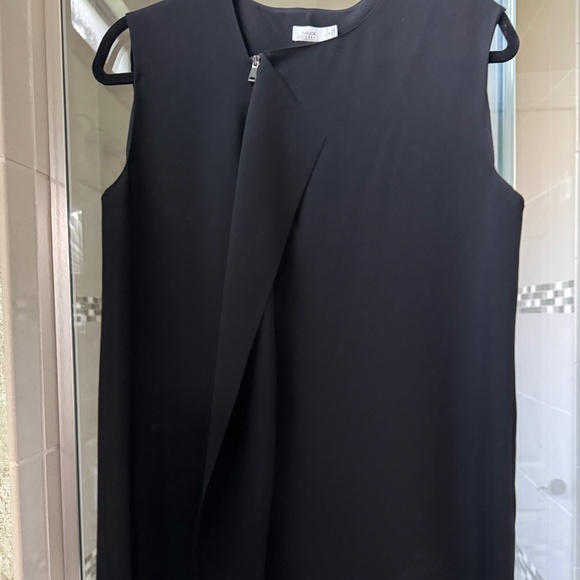 Vince Zippered Sleeveless Drape Neck Shell Top Black-size medium - Picture 1 of 3
